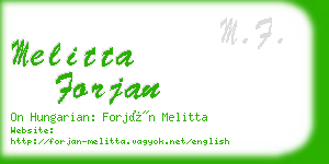 melitta forjan business card